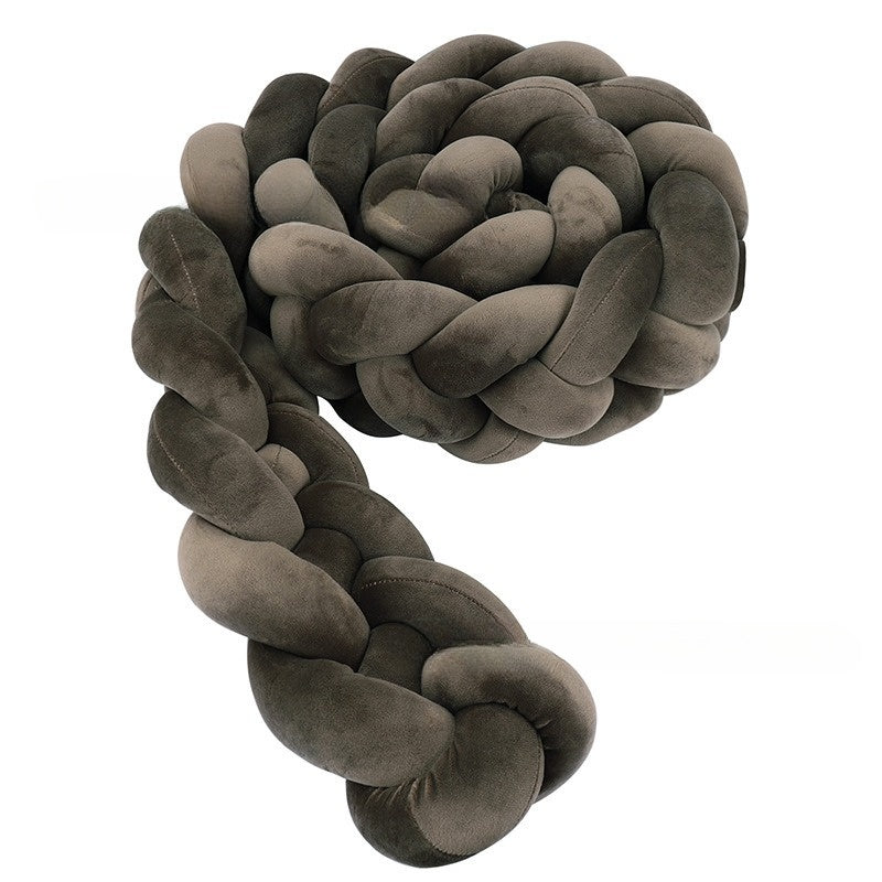 Tresse de Lit Bébé Noir Brun - Tour de Lit Tressé 4 Brins Élégant