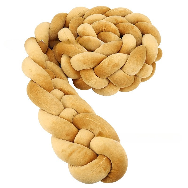 Tresse de Lit Bébé Jaune Foncé - Tour de Lit Tressé 4 Brins Chaleureux