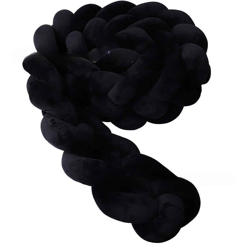 Tresse de Lit Bébé Noire - Tour de Lit Tressé 4 Brins Élégant