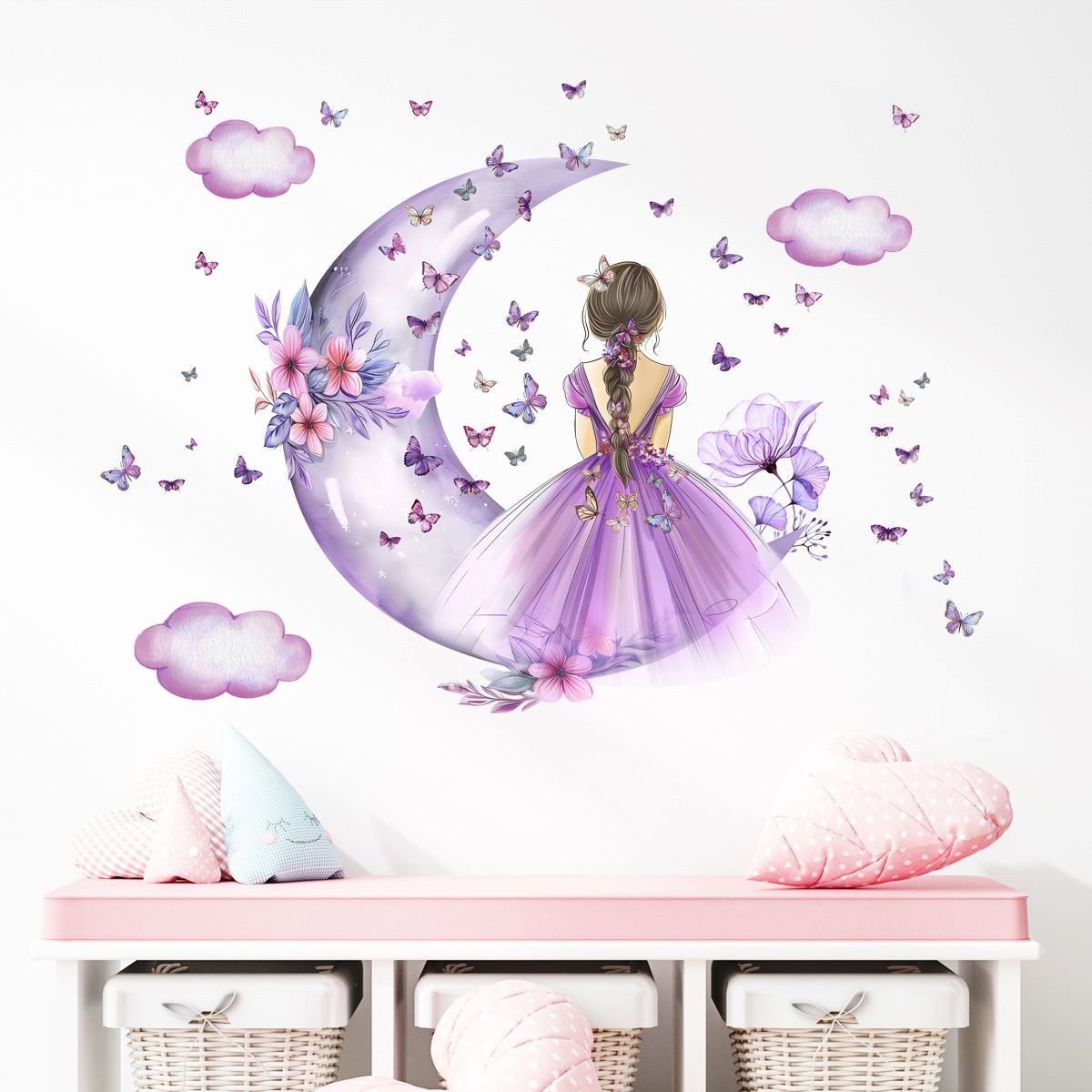 Décoration Murale - PrincesseSticker™ - Lune Mauve - Baby Love