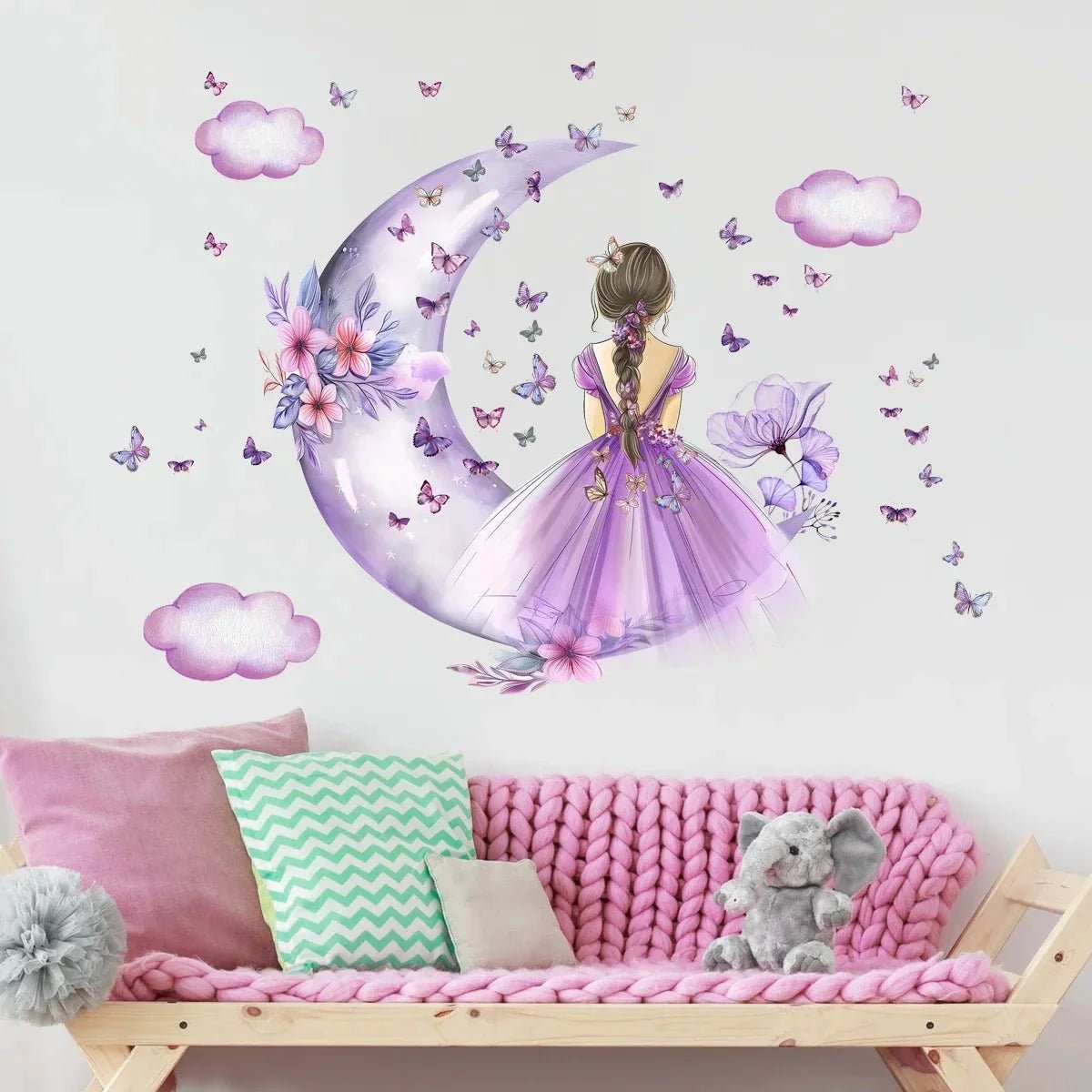 Décoration Murale - PrincesseSticker™ - Lune Mauve - Baby Love