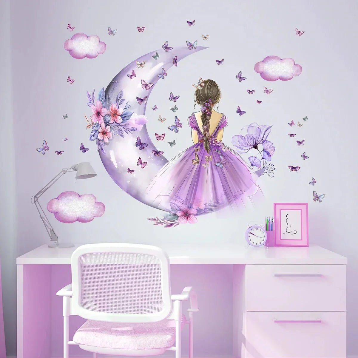 Décoration Murale - PrincesseSticker™ - Lune Mauve - Baby Love