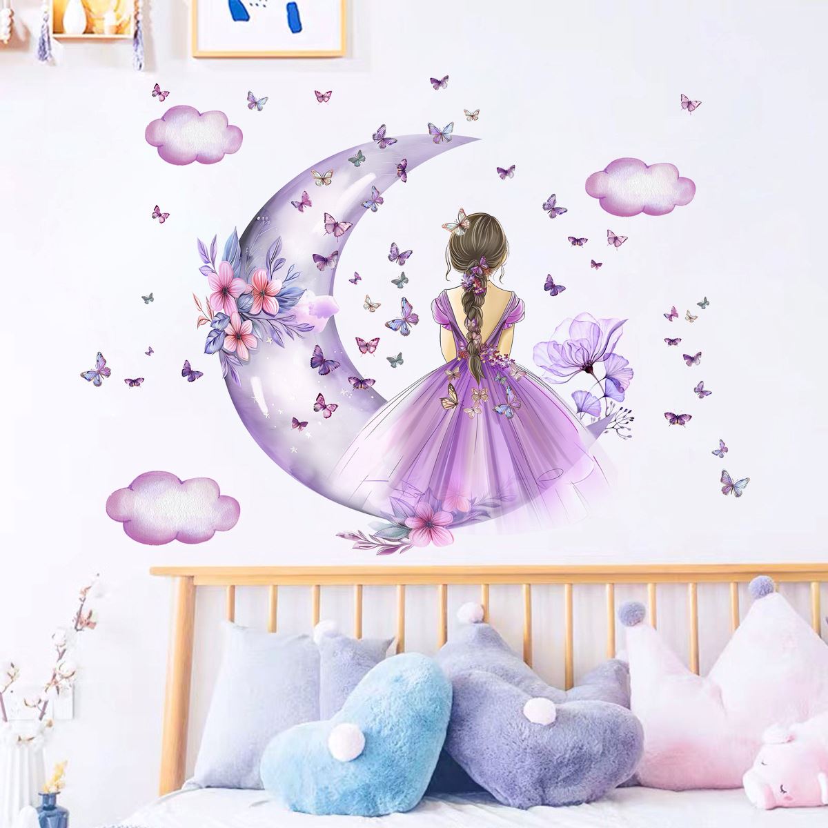 Décoration Murale - PrincesseSticker™ - Lune Mauve - Baby Love