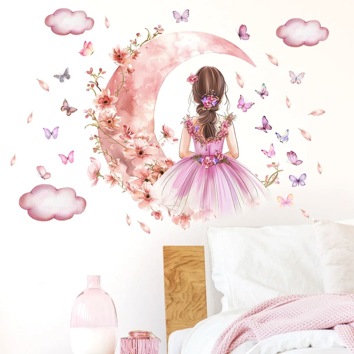 Décoration Murale - PrincesseSticker™ - Lune Rose - Baby Love