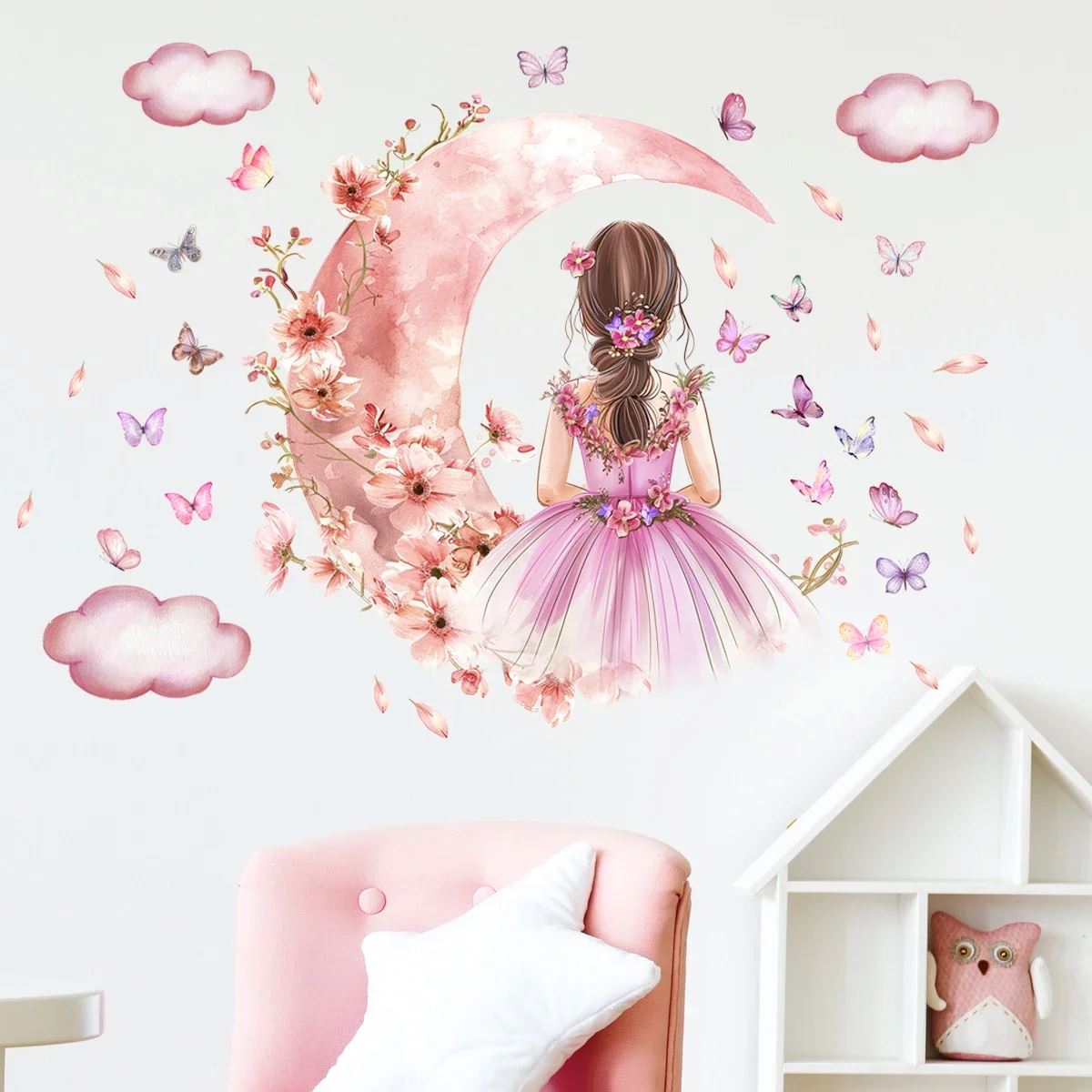 Décoration Murale - PrincesseSticker™ - Lune Rose - Baby Love