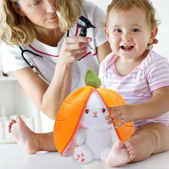 Peluche lapin transformable en fruits - Univers du Sommeil Bébé