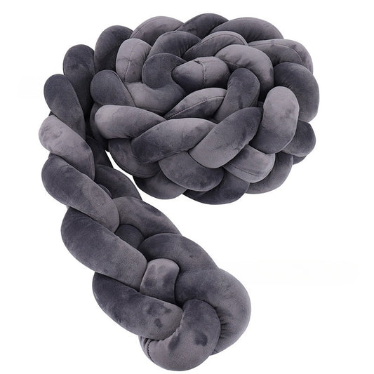 Tresse de Lit Bébé Gris Foncé - Tour de Lit Tressé 4 Brins Élégant