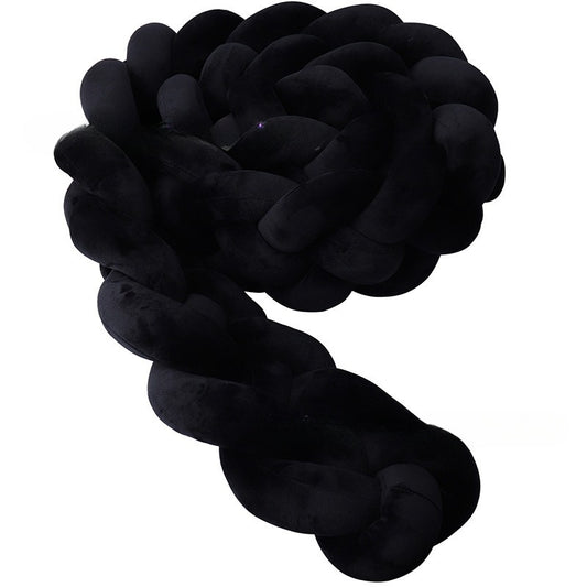Tresse de Lit Bébé Noire - Tour de Lit Tressé 4 Brins Élégant