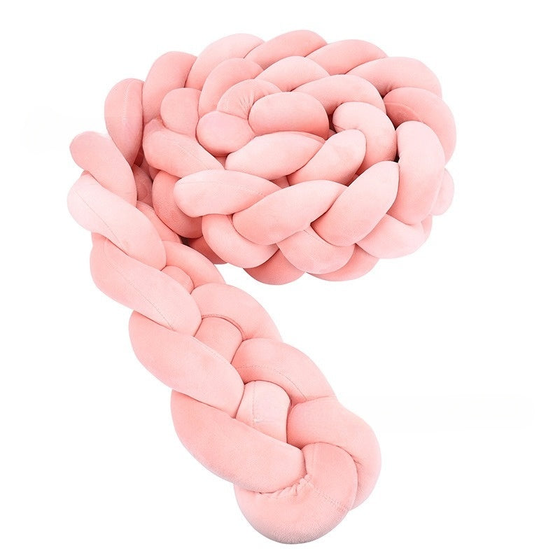 Tresse de Lit Bébé Rose Poudré - Tour de Lit Tressé 4 Brins Doux