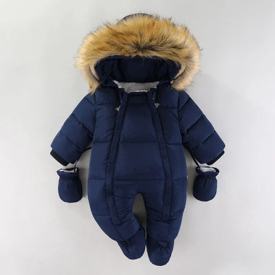 Combinaison hiver bébé fille bleu marine avec capuche