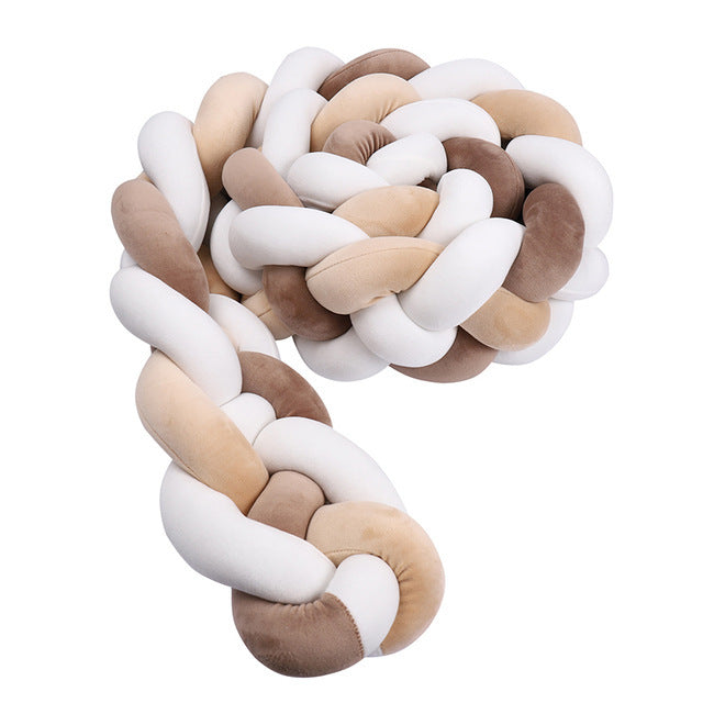 Tresse de Lit Bébé Blanc Marron Beige - Tour de Lit Tressé 4 Brins Naturel