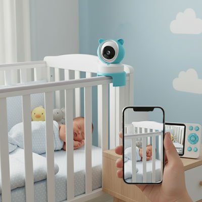 Caméra bébé affichant la température ambiante de la chambre du bébé