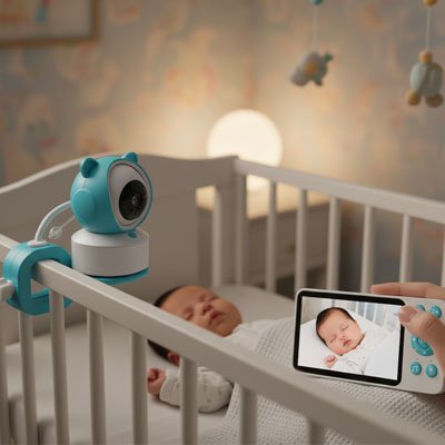 Caméra bébé HD avec vision nocturne infrarouge et écran de surveillance