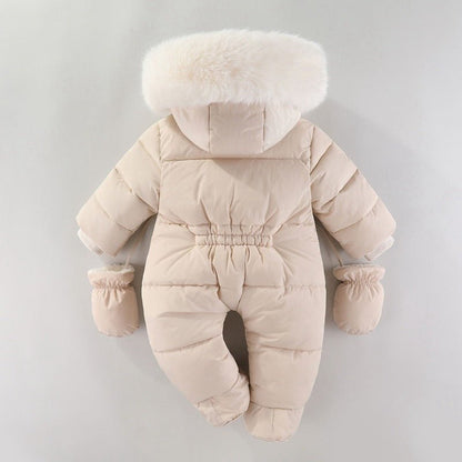 Combinaison d'Hiver Bébé Fille - Barboteuse Épaisse avec Capuche et Gants - Univers du Sommeil Bébé