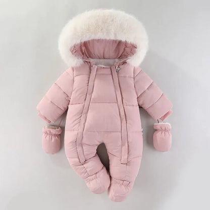 Combinaison d'Hiver Bébé Fille - Barboteuse Épaisse avec Capuche et Gants - Univers du Sommeil Bébé