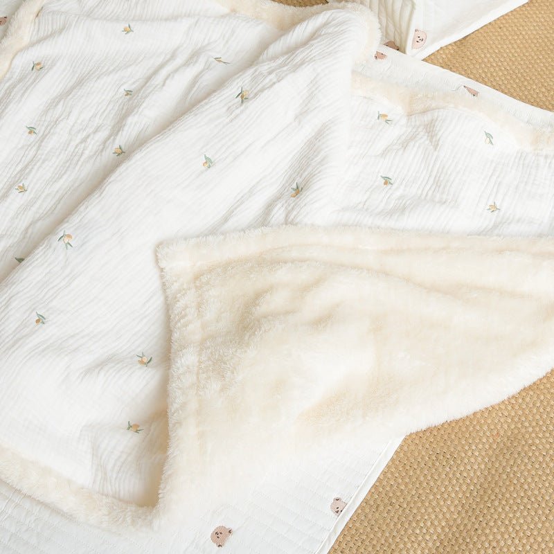 Couverture Douce pour Bébé - Double Face Polaire et Mousseline - Univers du Sommeil Bébé