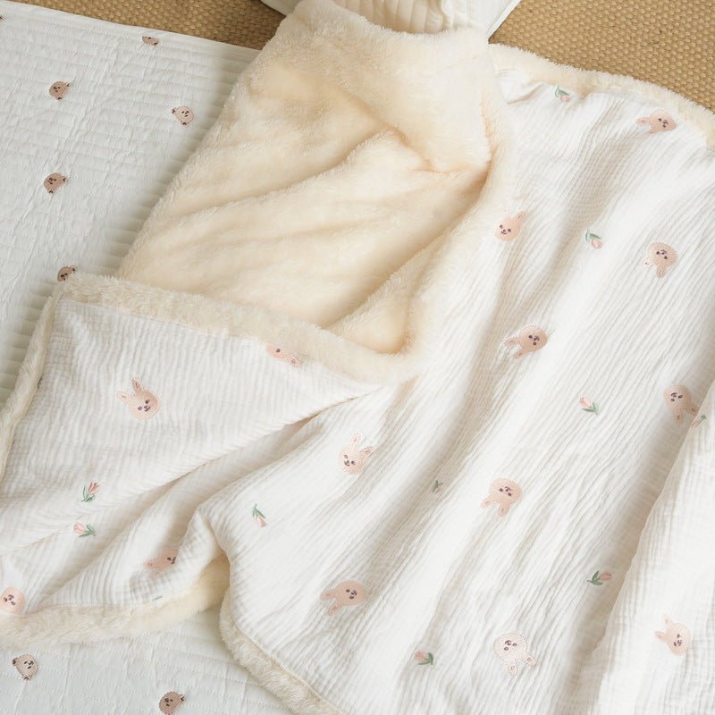 Couverture Douce pour Bébé - Double Face Polaire et Mousseline - Univers du Sommeil Bébé