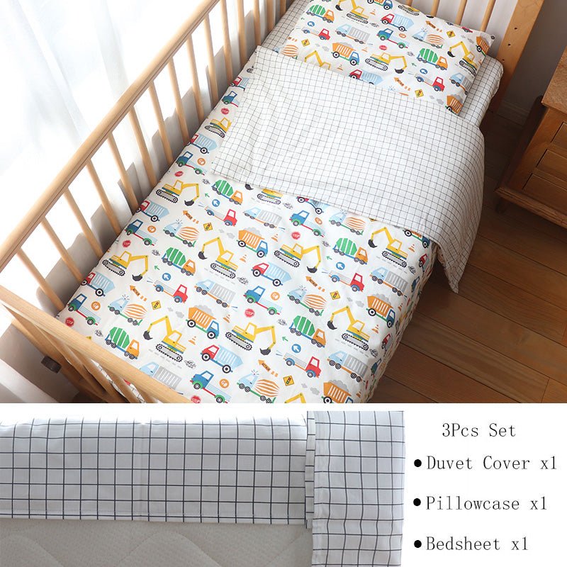 Ensemble de Literie Bébé 3 Pièces en Coton - Housse de Couette, Drap et Taie d'Oreiller pour Berceau - Univers du Sommeil Bébé