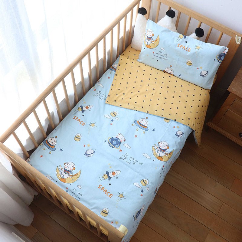 Ensemble de Literie Bébé 3 Pièces en Coton - Housse de Couette, Drap et Taie d'Oreiller pour Berceau - Univers du Sommeil Bébé