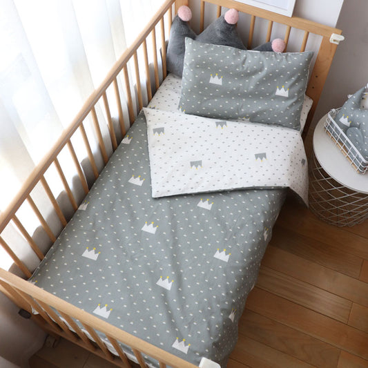 Ensemble de Literie Bébé 3 Pièces en Coton - Housse de Couette, Drap et Taie d'Oreiller pour Berceau