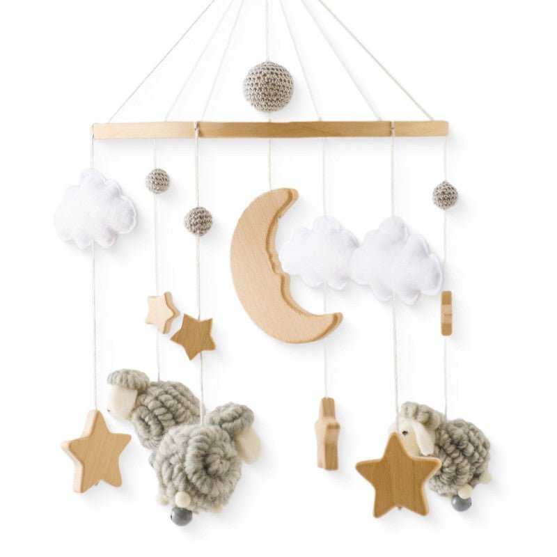 Mobile Musical Clochette Animaux en Feutre - Décoration Lit Bébé Apaisante - Univers du Sommeil Bébé
