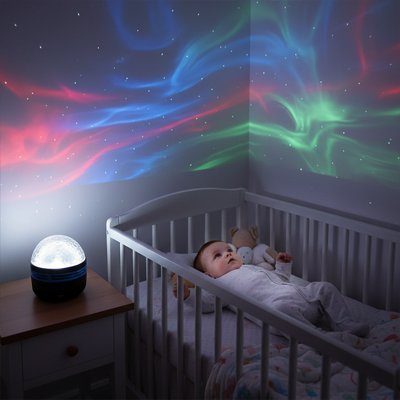 Projecteur Rotatif 360° LED Multicolore | Veilleuse ciel étoilé & Aurore boréale pour bébé et enfant - Univers du Sommeil Bébé