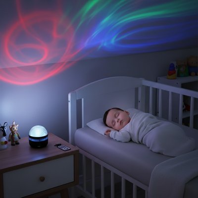 Projecteur Rotatif 360° LED Multicolore | Veilleuse ciel étoilé & Aurore boréale pour bébé et enfant - Univers du Sommeil Bébé