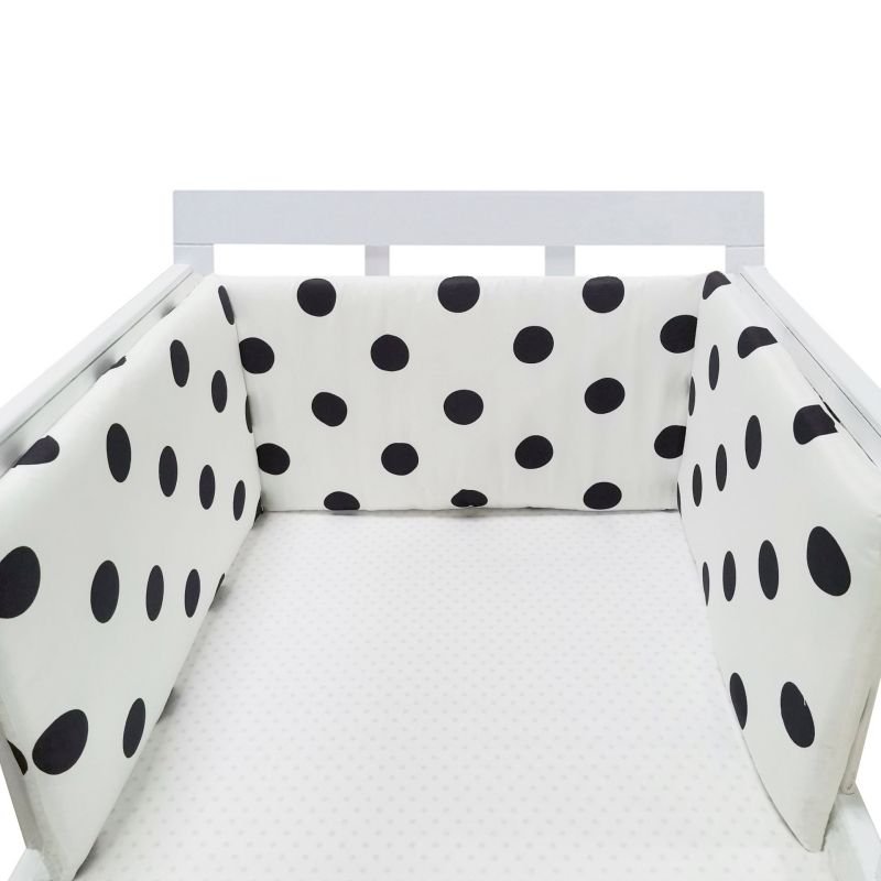 Tour de lit bébé noir et blanc avec motifs boule  pour lit à barreaux