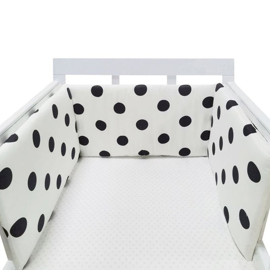 Tour de lit bébé noir et blanc avec motifs boule  pour lit à barreaux