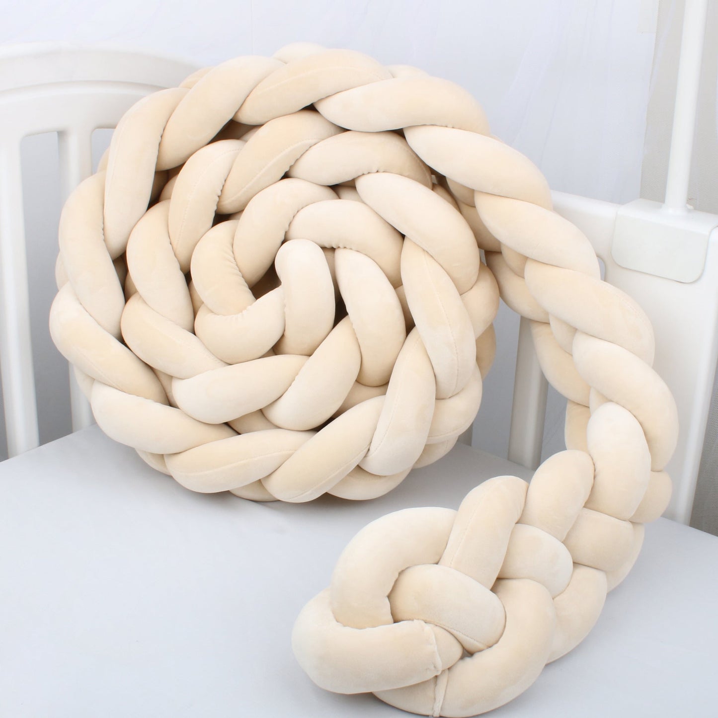 Tresse de Lit Bébé Beige - Tour de Lit Tressé 4 Brins Naturel - Univers du Sommeil Bébé