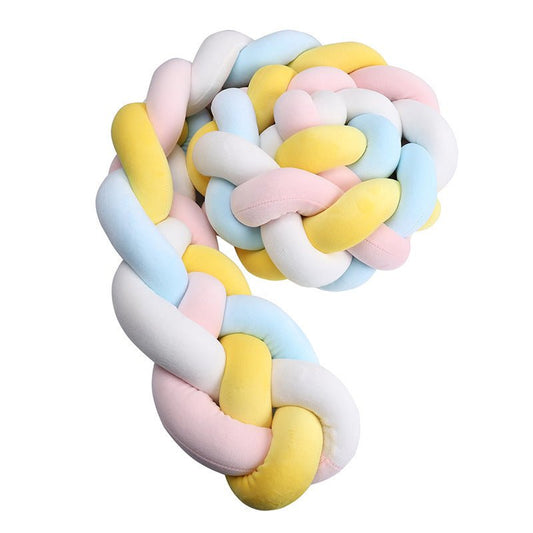 Tresse de Lit Bébé Multicolore - Tour de Lit Tressé 4 Brins Rose Blanc Bleu Jaune - Univers du Sommeil Bébé