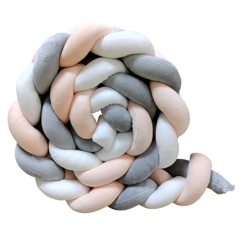 Tresse de Lit Bébé Tricolore - Blanc Gris Rose Poudré Tressés - Univers du Sommeil Bébé