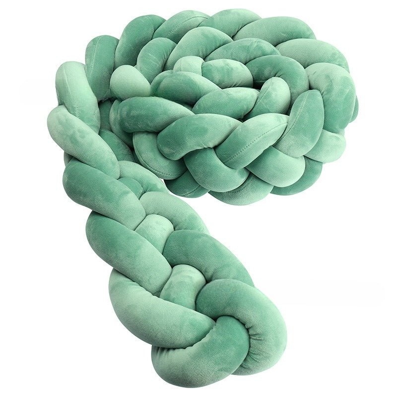 Tresse de Lit Bébé Vert Olive - Tour de Lit Tressé 4 Brins Naturel - Univers du Sommeil Bébé